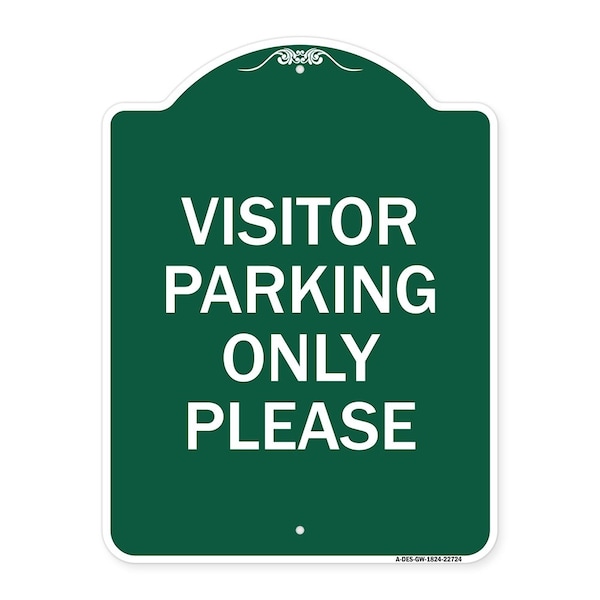 Signmission Visitor Parking Sign Visitor Parking Please, Green & White Aluminum Sign, 18" x 24", GW-1824-22724 A-DES-GW-1824-22724 - main
